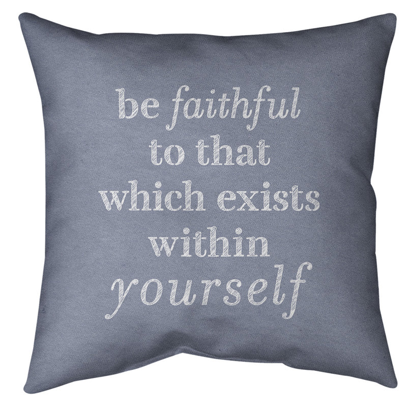 Coussin de sol be loyal to yourself, Bleu/blanc, H 40 po x l 40 po