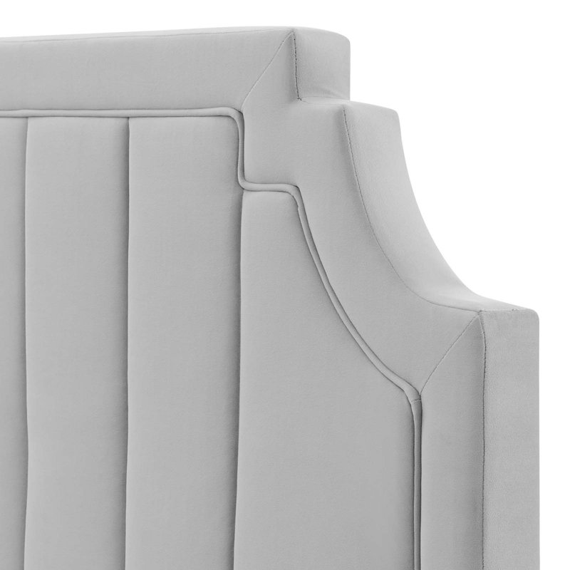 Deltona Light Green Velvet Upholstered King/California King Headboard, Twin, Light Gray