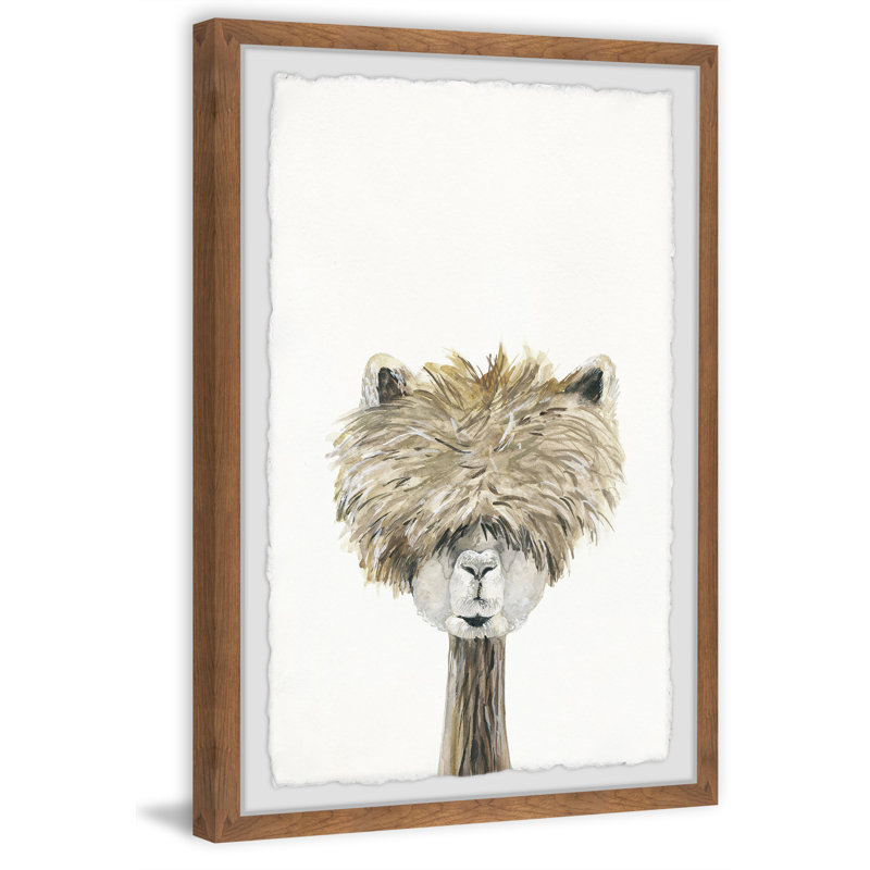 Bushy Haired Llama II 1 Piece Single Picture Frame Wall Art, 45cm H x 38cm W x 3.81cm D