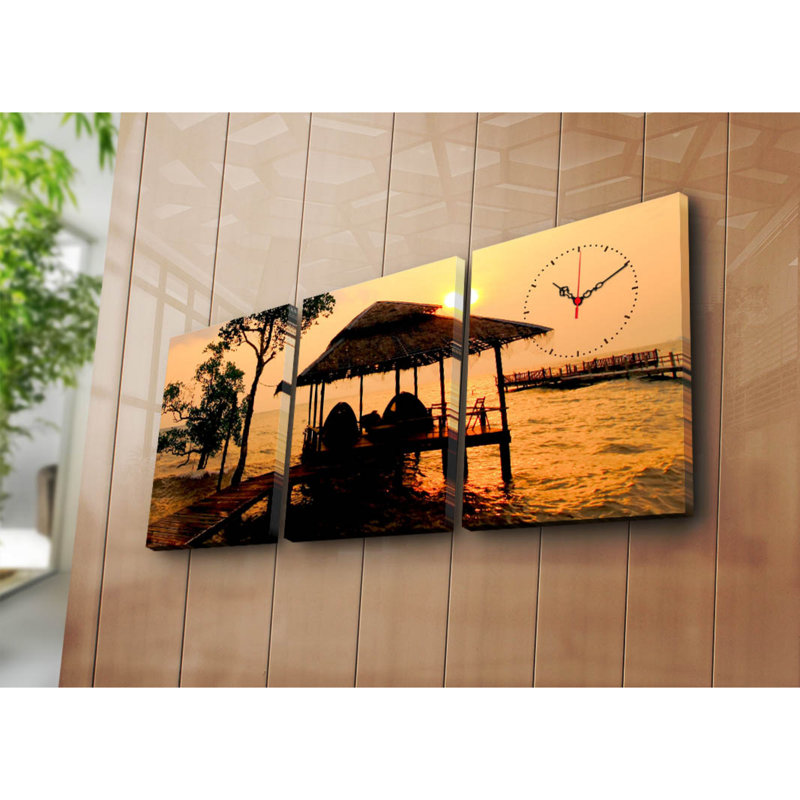 Ensemble d'horloge murale 3 pièces Elegant Structure robuste en bois à 100%, épaisseur: 1,2 po | Parfait pour la décoration intérieure et les intérieurs modernes, conception unique
