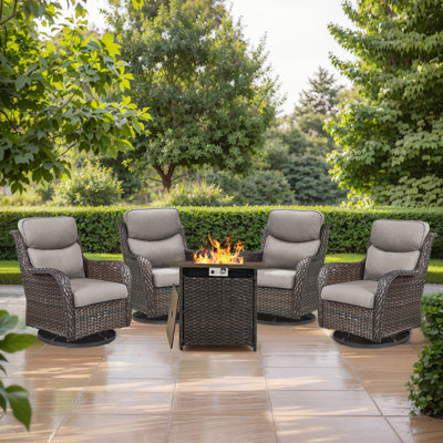 Smile 5 - Piece Outdoor Seating Group With Firepit Table With Cushions