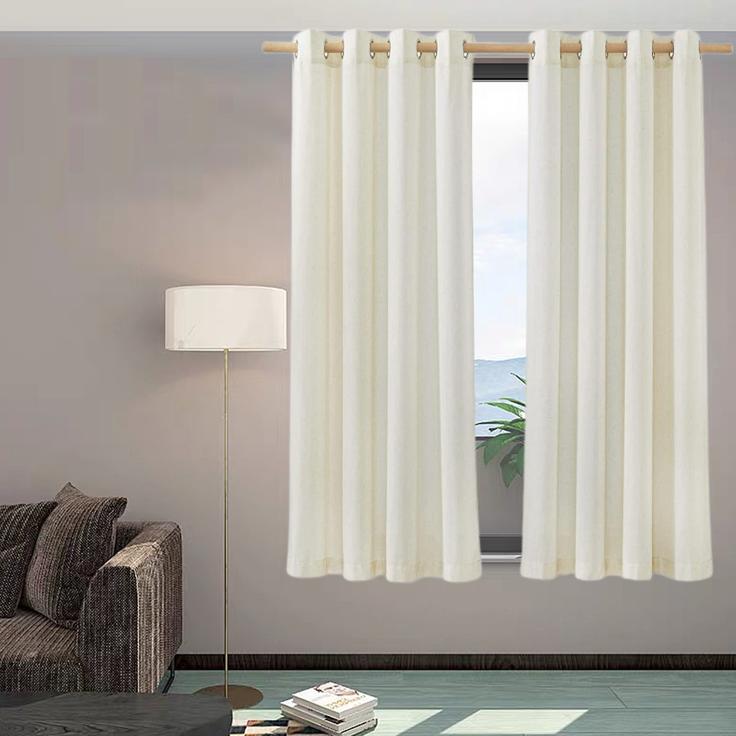 Eider & Ivory™ Flavien Linen Semi-Sheer Curtain Pair | Wayfair