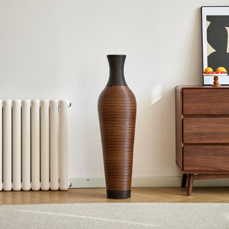 Vases sur pied de 39 po de hauteur avec élégantes finitions bicolores brun foncé