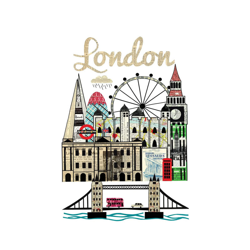 «London Skyline» par Paper Cutz, impression sur toile tendue, H 18 po x l 12 po x 1,5 po