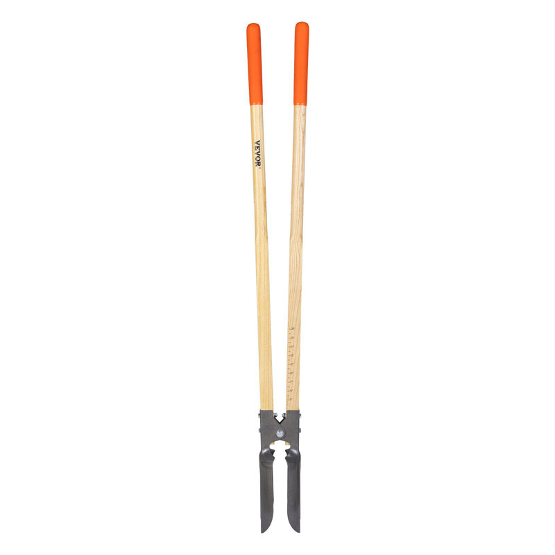 Post Hole Digger, Heavy Duty Post Hole Digger With Wood Handle, Manual Hole Digger With Scale Markings And Metal Blade, Post Hole Digger Tool For Digging Yard Work Gardening Outdoors, 57.5-Inch