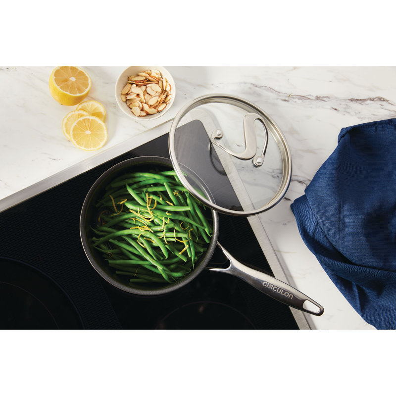 Stainless Steel 2-Quart Nonstick Saucepan with Glass Lid