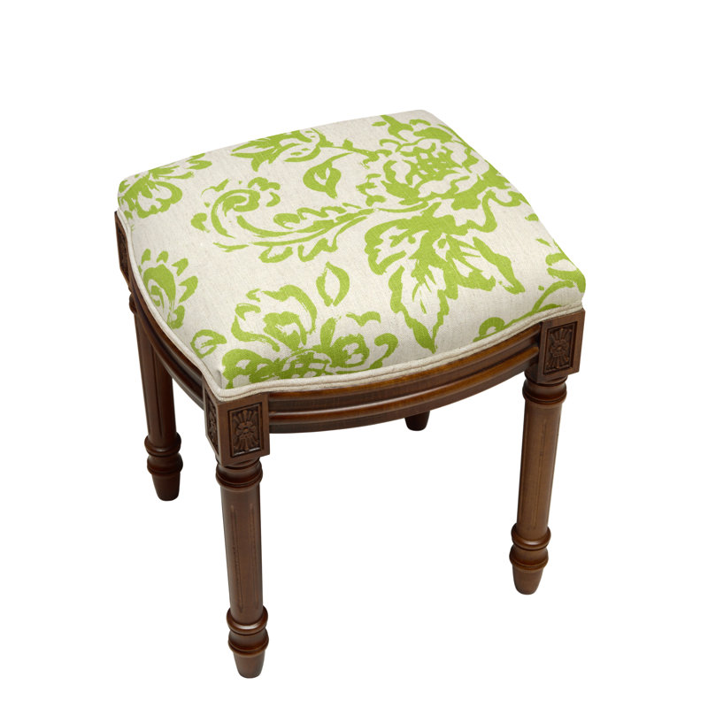 Tabouret de coiffeuse en lin Camey, Noyers, Vert chartreuse