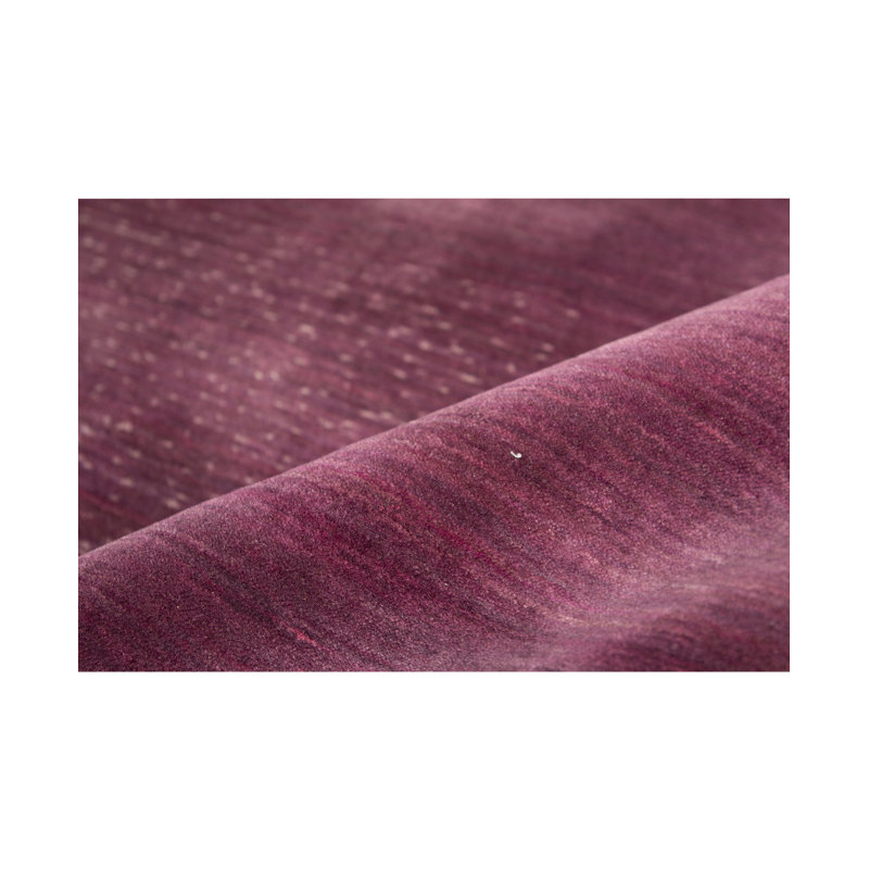 Gabbeh Wool Striped Area Rug in Plum/White