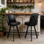 2-Pack Luxury Upholstered Swivel Tufted Bucket Bar Stools With Metal Frame-1856492247