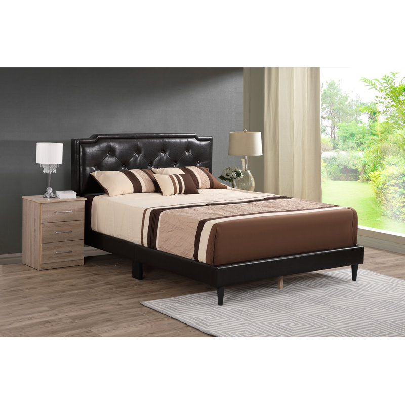 Upholstered Panel Bed, Queen, Cappuccino