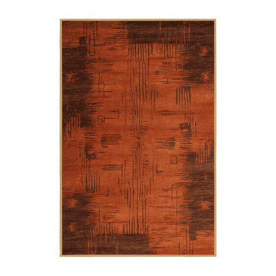 Machine Washable Abstract Red Area Rug