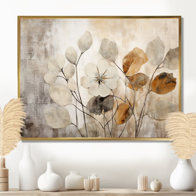 «Beige Botanical Impressions III - Abstract Botanicals», art encadré