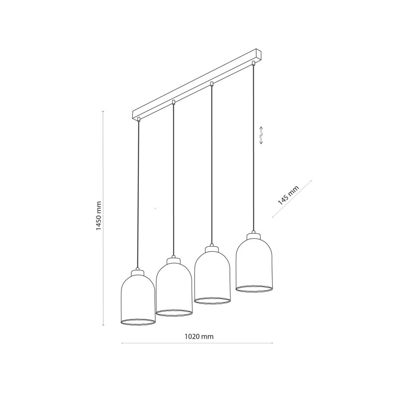 Satipo 4 - Light Stainless Steel Kitchen Island Pendant, Brown