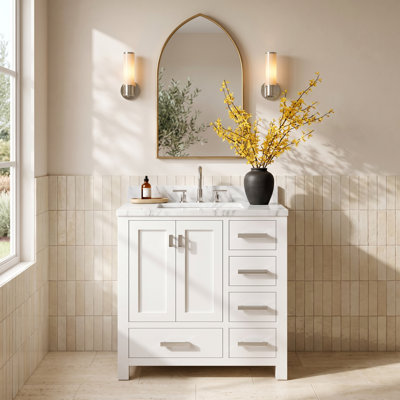 Steve 36'' Single Bathroom Vanity with Marble Top
