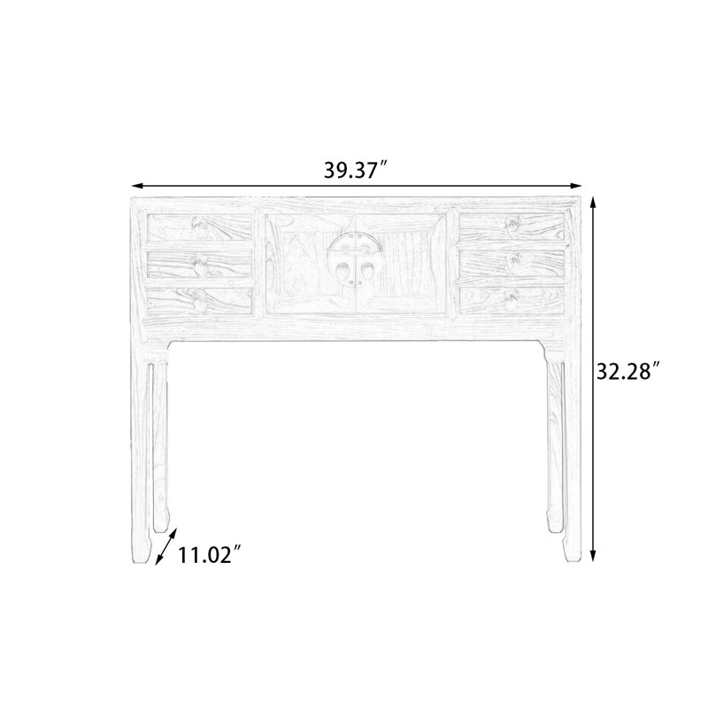 39.37" Brown Rectangular Solid Wood Console Table