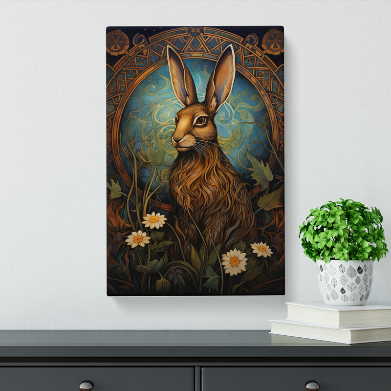 Hare Nouveau - Wrapped Canvas, 60cm H x 40cm W x 3cm D