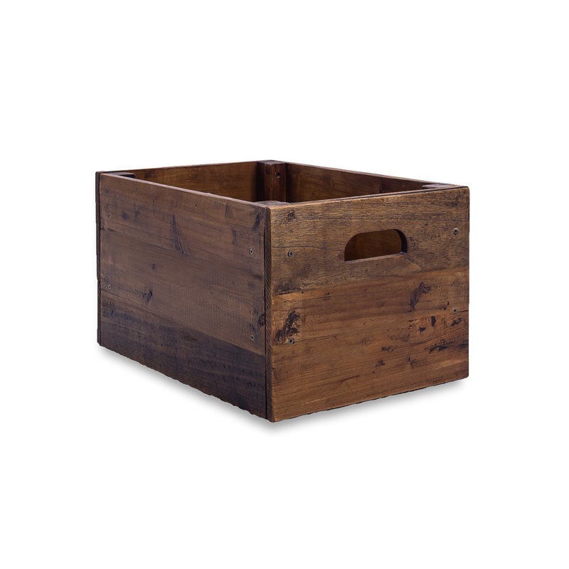 Caisse en bois massif, Brun, 9,5 x 11,25 x 15,75
