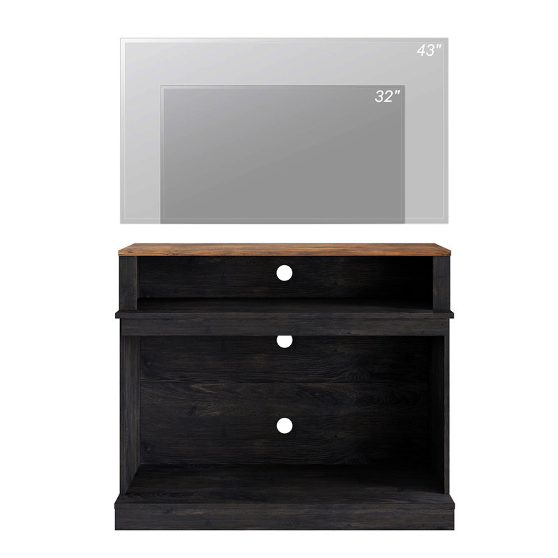 Meuble télé Ivy Bronx Farmhouse pour téléviseur de 45 pouces avec lumière DEL bleue, Noir, noir, noir, noir