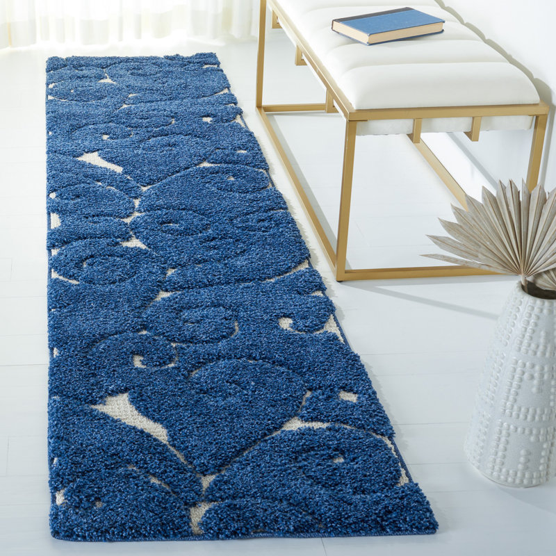 Amza Area Rug, Runner 2'3" x 19', Light Blue/Cream