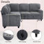 Canapé-lit modulaire en L avec lit escamotable et rangement, canapé-lit 5 places avec chargement USB, conception convertible pour salon, appartement, tissu Urias, -955329649