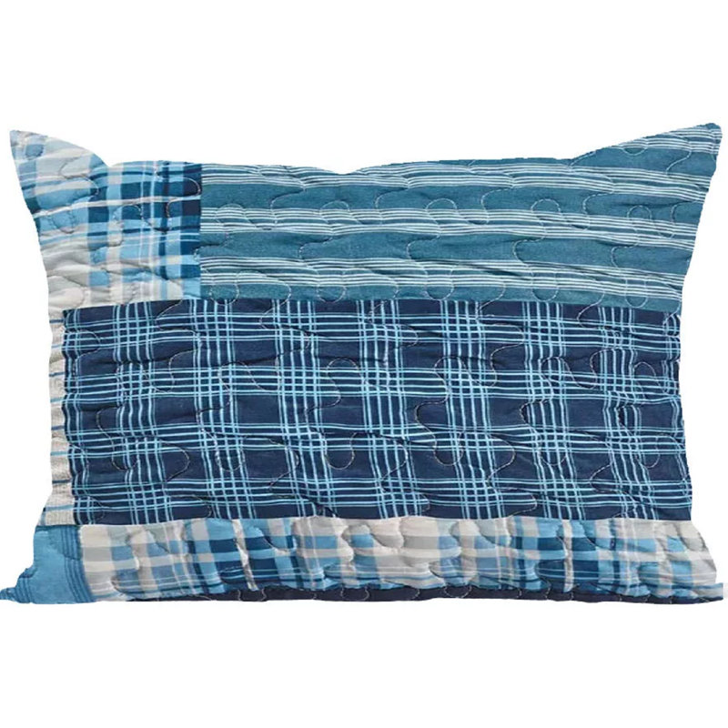 Newlin Polyester Patchwork Bedspread with Pillow Shams Included, 250 x 270 cm Bedspread - 2 Pillowcases, Blue