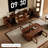 Retro Nut-Brown Solid Wood TV Stands-54514024