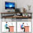 Brown 90-Degree Triangle Corner Desk: Small Space Desk With Drawers, Shelves, Power Outlets, LED Lights & Monitor Stand For Home Office/Gaming