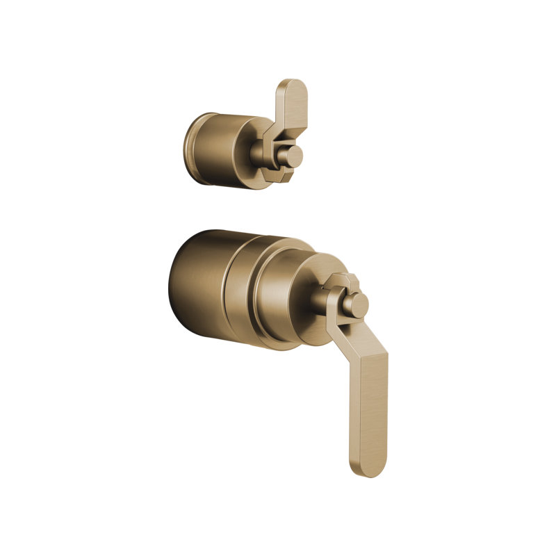 Litze® Rook Shower Integrated Valve with Handles, Industrial Lever, Luxe Gold