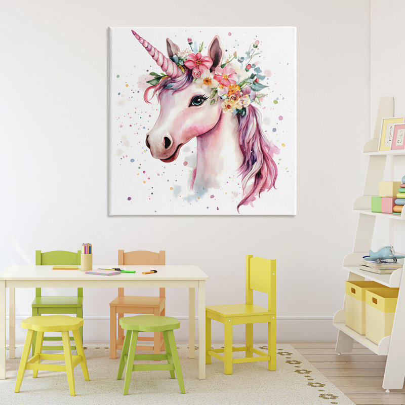 Majestic Unicorn Modern Splatter Canvas, design par Creative Studio, H 36 po x l 36 po