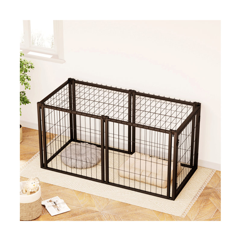 Cage pour chien chenil pour petits chiens de taille moyenne, parc pour chiots avec dessus, cage pour animaux, intérieur, noir.