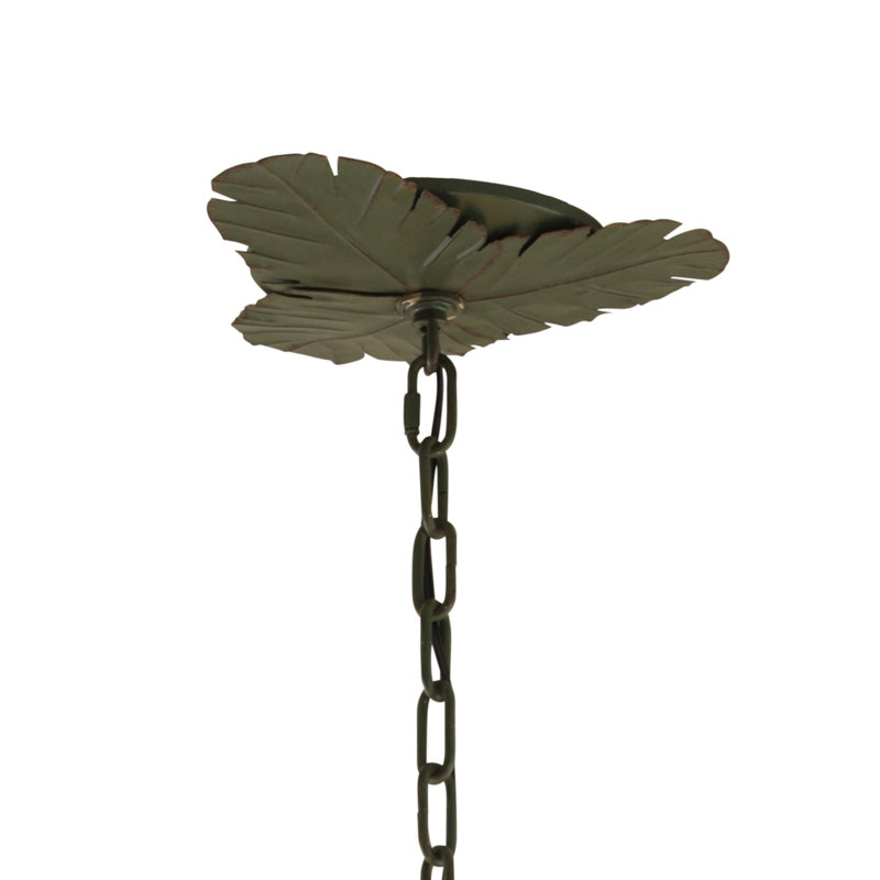 Lustre à niveaux unique 9 lumières, Vert naturel