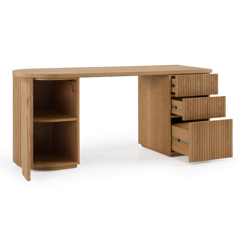 Clova - Bureau moderne en frêne naturel, Bois de frêne naturel