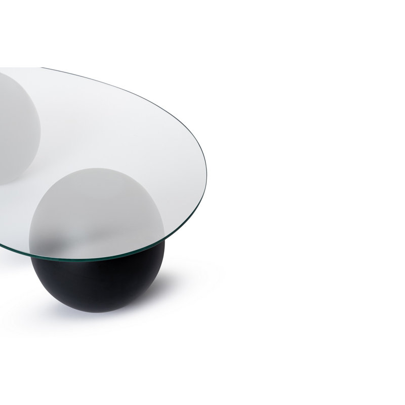 Table basse moderne avec plateau en verre trempé 100% Chrisina, noir, 47,2 po x 11,8 po x 27,6 po | Pieds de coulée en polyuréthane durable de 8 mm d'épaisseur de verre | Design élégant et fonctionnel pour le salon et les espaces de détente
