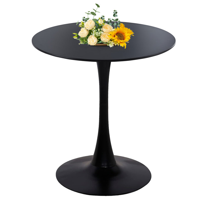 Table de salle à manger ronde, Noir, H 29,1 po x L 23,6 po x l 23,6 po, Noir