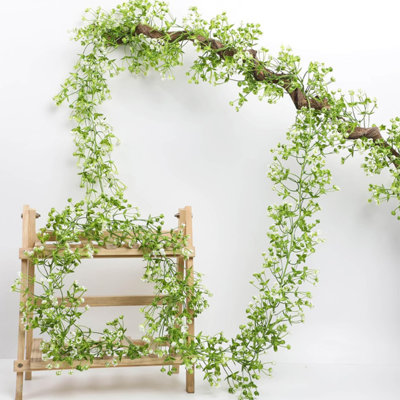 5.7Ft Artificial Flower Garland Plastic White Baby's Breath Flower Vine Artificial Wedding Rattan Wedding Decoration Green Plant Rattan