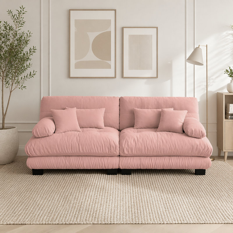 Canapé Cloud, canapé en chenille, Rose + 2 sièges