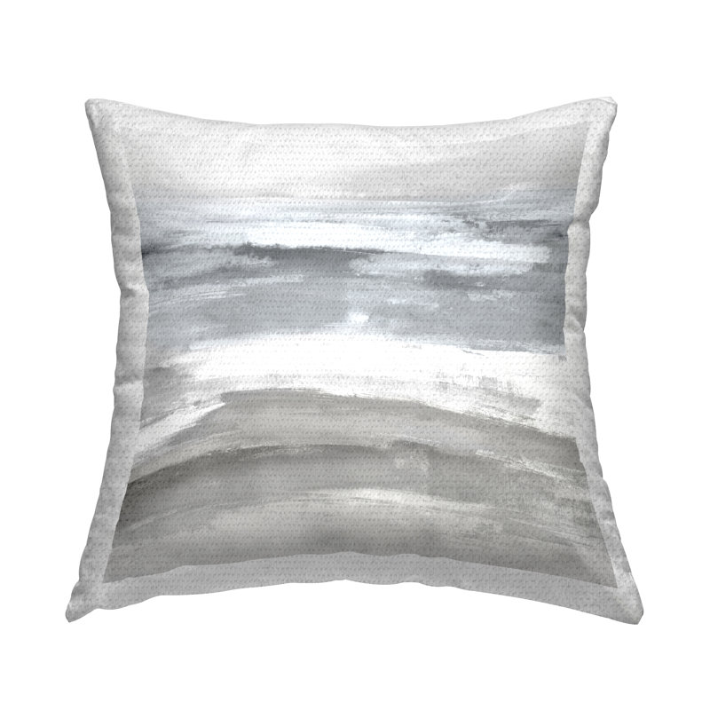Coussin contemporain à imprimé abstrait gris doux contemporain par Jake Messina