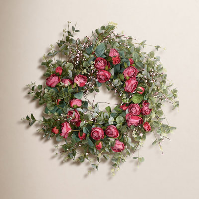 26" Handcrafted Eucalyptus Rose Everyday Wreath