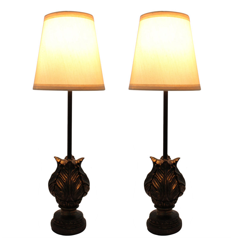 Ensemble de lampe buffet 18 po Shepherd"s, Base or brûlé / abat-jour ivoire