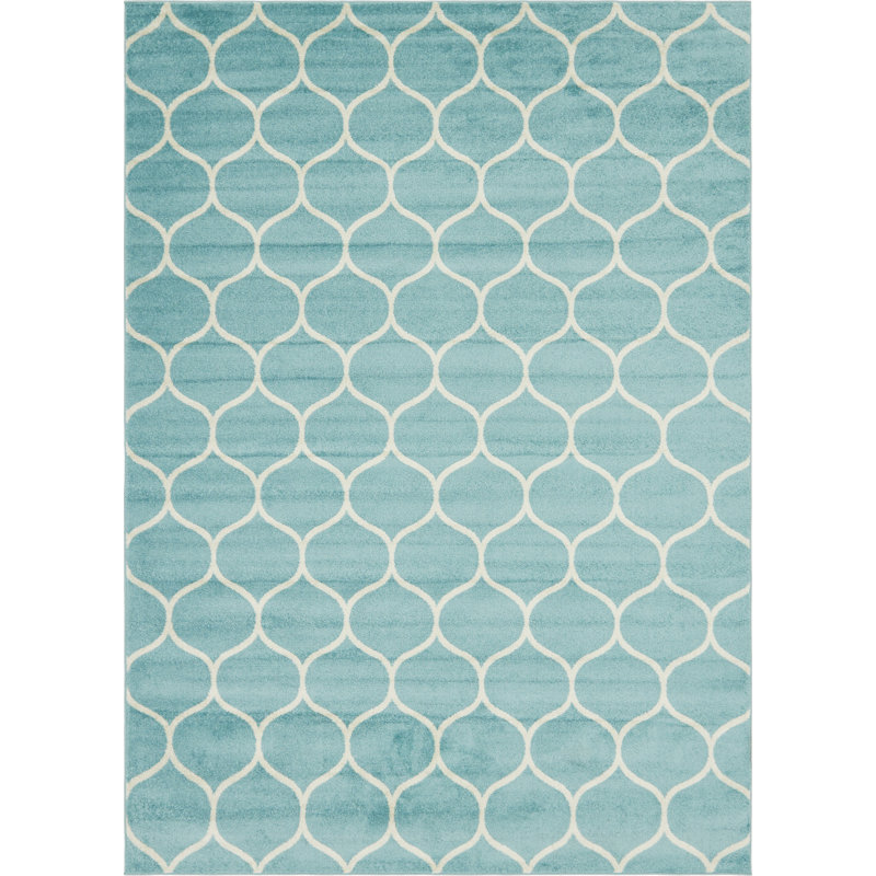 Tapis bleu clair Lllan, Rectangle 10 pi x 14 pi 1 po