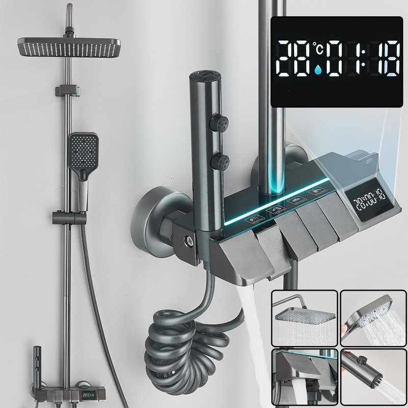 Panneau de douche à affichage numérique de la température à DEL Arlennart