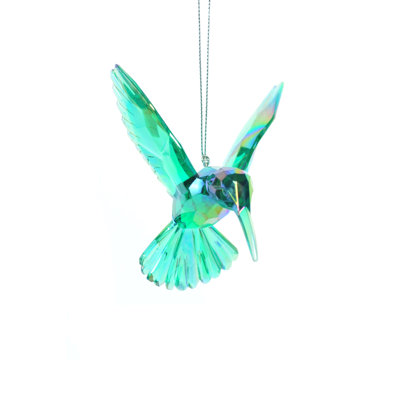 Ornement figurine en plastique transparent scintillant hummingbird