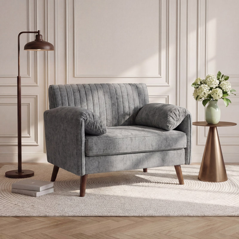 43.3" Oversized Accent Chair With 37.8" Extra-Wide Seat, Chenille Modern Armchair With Quilting Backrest And Solid Wood Legs For Living Room