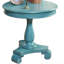 Rene Round Wood Pedestal Side Table, White-146843467