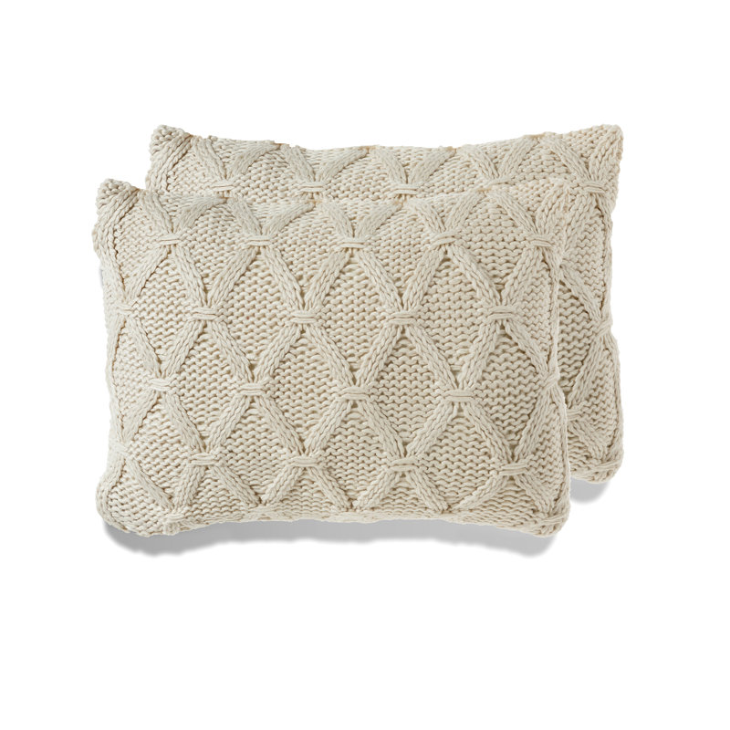 Geometric Throw Pillow, Down Blend, Ivory