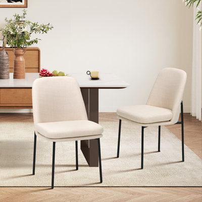 Reversible Cushion Dining Chair W/ Ergonomic Back & 136KG Capacity, Iron Frame