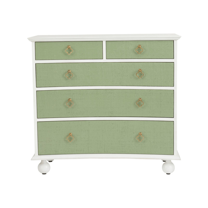 Maxwell 5 - Drawer Dresser, White/Green