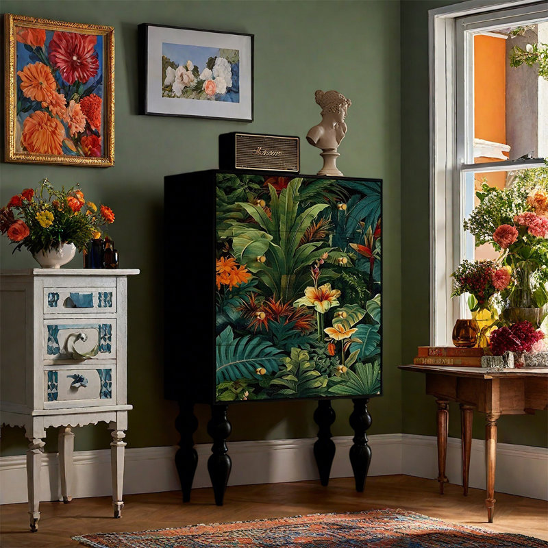 Armoire décorative élégante à cinq tiroirs en pin