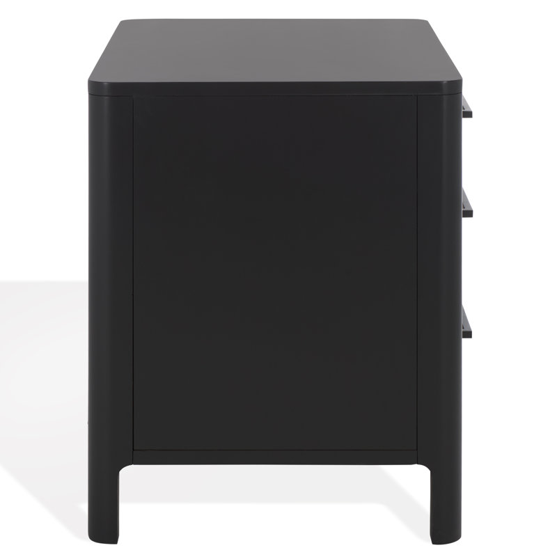 Abbiava 3 Drawer Wood Nightstand, Black