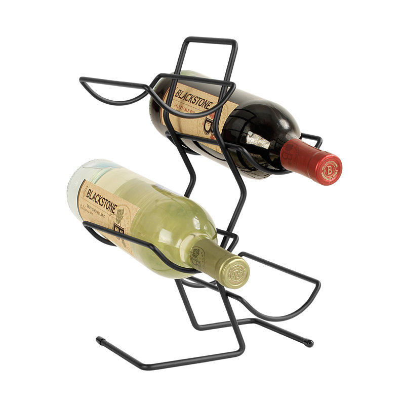 Black Steel 4-Bottle Countertop Wine Rack